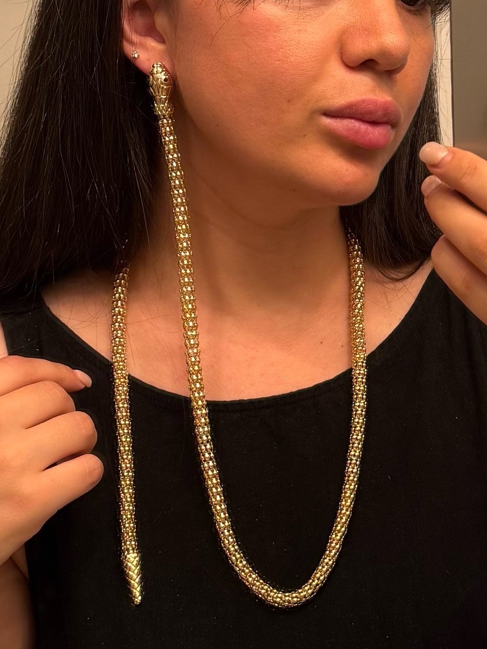 Gold snake Earring and Necklace